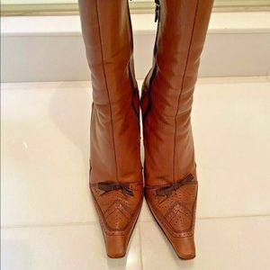 Prada Women’s Mid Calf Brown Leather Boots 36.5